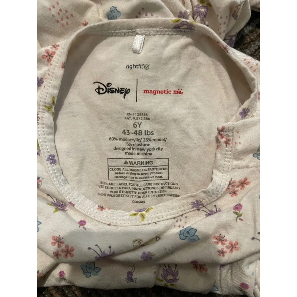 Disney‎ x Magnetic Me Girls Floral Butterfly Ruffle Nightgown Sleep Dress 6Y I05